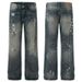 Men's Distressed Jeans – Slim Straight Fit Vintage Denim Pants With Rhinestone Embellishments & Ripped Details (S-3XL) | Cotton Blend_mkmklike.com