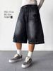 Vintage Washed Denim Shorts – Relaxed Straight Fit, 7-Inch Inseam, Distressed Finish, Summer Casual, Unisex Streetwear_mkmklike.com