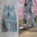 Men's Retro Heavy Duty Floral Embroidered Wide Leg Jeans Midweight Straight Pants High Street Fashion Trousers For Men And Women Hipop_mkmklike.com