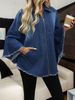 Women's Loose Lapel Batwing Sleeve Denim Jacket Fashion Top For Autumn Winter_mkmklike.com