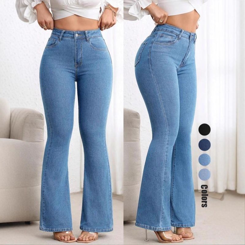 High Waisted Slim Fit Denim Jeans Stretchy Flared Pants Hip Lifting Casual Cotton Office Lady Streetwear_mkmklike.com