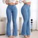 High Waisted Slim Fit Denim Jeans Stretchy Flared Pants Hip Lifting Casual Cotton Office Lady Streetwear_mkmklike.com