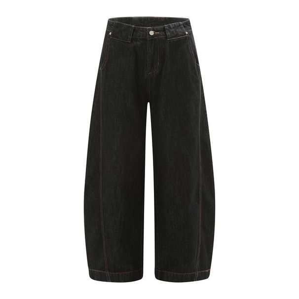 Wide-Leg Denim Scimitar Men' Dad Pant High Street Trendy Deign Pleated Patchwork Stitching Toptitch Workwear_mkmklike.com