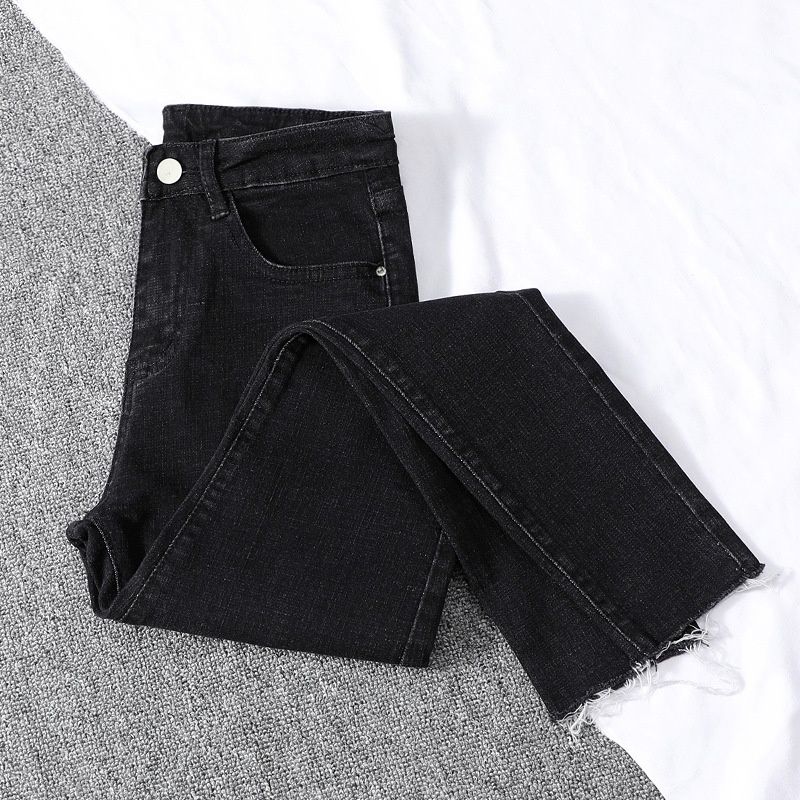 Women's Black High-waisted Slim-fit Fleece-lined Jeans, 2025 New Winter Thin Fleece Skinny Pencil Pants_mkmklike.com
