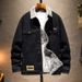 Winter New Snow Fox Fluff Denim Jacket Men's Trendy Brand Fattened Plus Size Warm Fleece Jacket Men's Fat_mkmklike.com