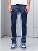 Patched Layered Flare Cargo Jeans For Men - Elastic High-Waisted Denim Pants Ins Trendy Streetwear_mkmklike.com