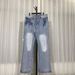 Vintage-Inspired Light Blue Distressed Flared Jeans | Clean Fit | High-Quality Cotton | Straight Leg | Youthful Style_mkmklike.com