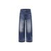 Vintage High-Waisted Relaxed Fit Jeans For Men - Distressed Washed Denim Pants With Multiple Pockets, Straight Leg, No Stretch, Classic Blue_mkmklike.com