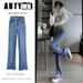 High-Waisted Flared Jeans For Women – Stretch Denim With Side Slits, Vintage Wash (Sizes 26-32, Cotton-Polyester Blend, Office To Night Out)_mkmklike.com