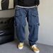 Men's American Retro Pocket Jeans High Street Style Straight Leg Wide Leg Cargo Pants Trendy On Instagram Spring Collection_mkmklike.com
