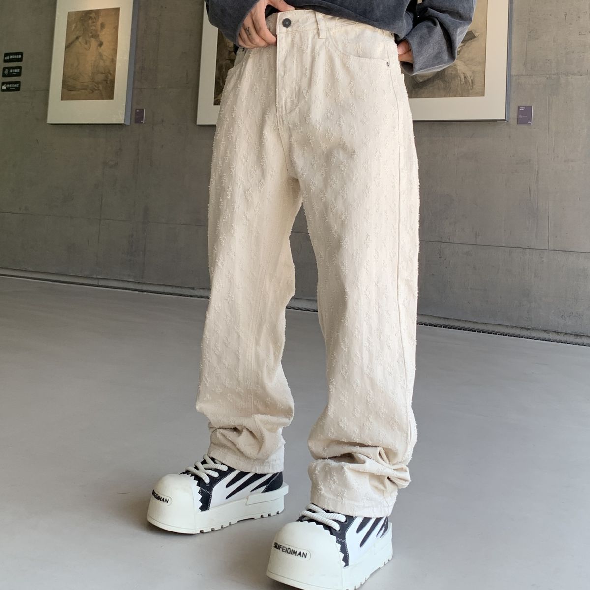 Men's Relaxed Fit Straight-Leg Jeans – Vintage Wash Fleece-Lined & Regular (Black/Navy/White/Coral, S-5xl)_mkmklike.com