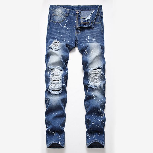 Men's Clothing European And American Men's Jeans Spring And Autumn New Ripped Trendy Brand Trousers Loose Straight Jeans Men_mkmklike.com