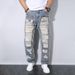 Men's Retro Straight Leg Jeans American Style Autumn Casual Wrinkle Resistant Loose Fit With Patches And Rips_mkmklike.com