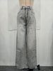 Women's Clothing Retro High Waist Washed Distressed Hot Girl Jeans Women's Back Leg Holes Design Wide Leg Pants_mkmklike.com