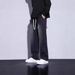 New High Street Wide-leg Pants For Men, Black Gray, Spring And Autumn Style, Men's Loose Straight Casual Trendy Brand_mkmklike.com