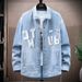 Vintage Washed Denim Jacket – Oversized Youth Coat For Teens & College Students (Black/Blue, M-XXXXL)_mkmklike.com