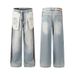 Men's Clothing Retro Reverse Wear Design Jeans Men's Loose Wide Leg Casual Straight Pants_mkmklike.com
