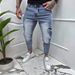 Men's Loose Wide Leg Denim Trousers Fashionable Leopard Print Trendy And Comfortable Long Pants European And American Style_mkmklike.com