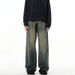 Men's Vintage Washed Straight Wide-Leg Jeans – Retro Clean Fit Cotton Denim Pants Men's Clothing_mkmklike.com