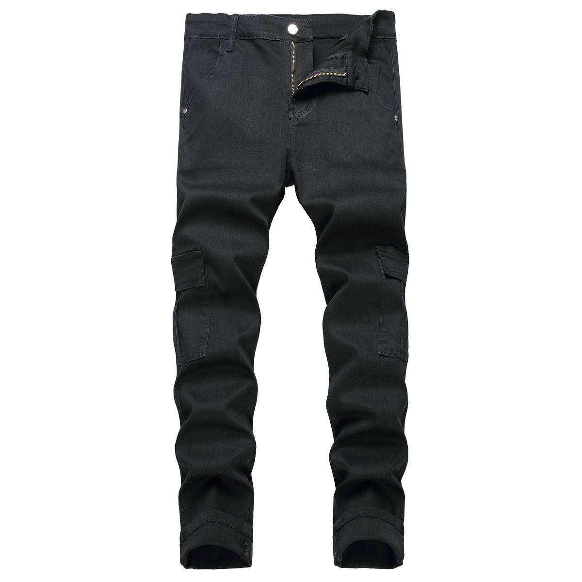 High Elastic Slim Fit Workwear Denim Trousers For Men With Multiple Pockets Fashionable Hot Jeans_mkmklike.com