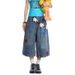 Women's Clothing Cow Embroidered Denim Cropped Pants For Women Loose Straight Leg Casual Versatile Wide Leg Trousers Summer Fashion_mkmklike.com
