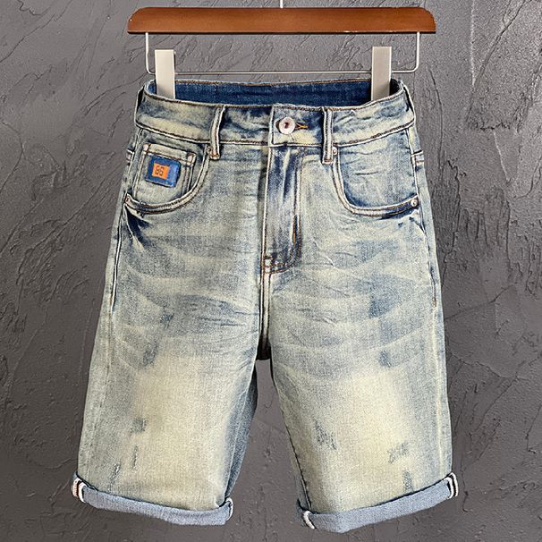 Men's Clothing New Men's Denim Stretch Shorts Summer Thin Style Scratched Trend Retro Simple And Versatile_mkmklike.com