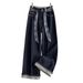 Denim Blue Roll-Up Hem Straight Leg Jeans – High-Waisted Slim Fit Wide-Leg Pants For Women | Casual & Comfortable_mkmklike.com