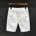 Men's Slim Fit Embroidered White Denim Casual Pants Tapered Leg Midweight Polyester Trendy Streetwear Jeans_mkmklike.com