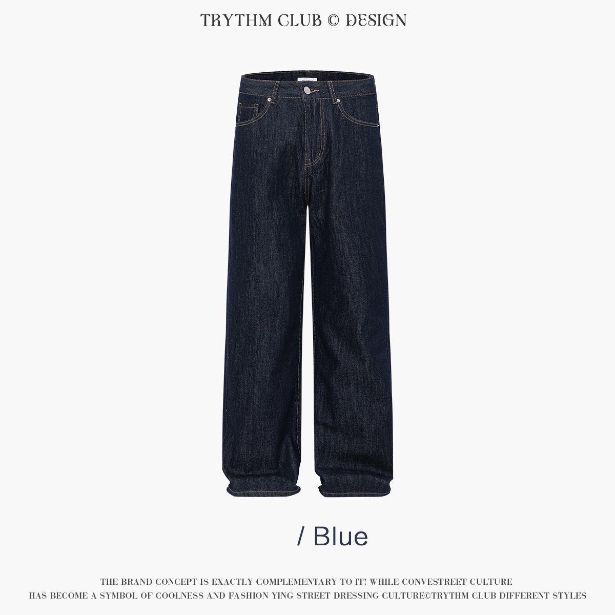 Men's Clothing washed stitching jeans versatile stretch denim casual leather brand loose straight pants_mkmklike.com