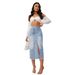 Skirts Women Sexy Mom Washed Denim High Waist Pencil Dress Y2k Streetwear Buttocks Basics Ankle Length Skirt Pockets Zipper_mkmklike.com