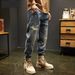 Men's Clothing Workwear Jeans For Men Washed Heavy Loose Straight Ami Khaki Trendy Brand Casual Long Handsome Pants_mkmklike.com