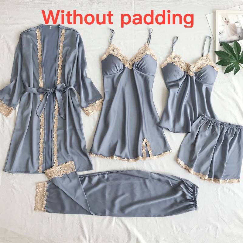 Lace Trim Loungewear Set Without Padding– Imitation Silk Pajamas (Comfy & Instagrammable)_mkmklike.com
