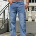 Men's Relaxed Fit Wide Leg Jeans - Trendy Distressed Denim Pants For Casual Wear (Blue Wash, High Waist, Multi-Pocket, Cotton Blend)_mkmklike.com