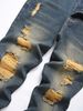 Men's Ripped Straight Fit Denim Jeans – Vintage Blue Washed Cotton Pants For Street Style (Sizes 28-40, Classic Blue)_mkmklike.com