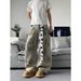 Retro American Heavy Duty Washed Denim Jeans Loose Straight Leg Wide Leg plus Size Floor Length Casual Trousers for Men And Women_mkmklike.com