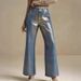 Women's Retro Gold Plated Flared Jeans Slimming Regular Fit Full Length Casual Fashion_mkmklike.com