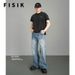 Vintage Washed Jeans American Lightning Bolt Stitch Design Relaxed Straight-Leg Slight Flare Comfort Stretch Cotton Men & Women_mkmklike.com