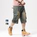 Foreign Trade Cross-border Jeans Men's High-quality European And American Skateboard Shorts Fattened Plus Size Hip-hop Heavy Shorts Men's Tide_mkmklike.com