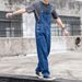 High-waisted Cropped Jeans For Women, Fashionable Buttoned Design, New Style, Harajuku Trendy Suspender Jeans, Wholesale_mkmklike.com