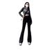 Exclusive Black Flared Jeans Women, American Style, New Winter Model, Slimming High-waisted Bootcut Pants For Petite_mkmklike.com