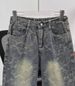 Men’s Thorn Jacquard Jeans – Vintage Straight-Leg Denim Pants With Subtle Flare, Mid-Rise Cotton Blend(S-3XL, Washed Black/Blue)_mkmklike.com