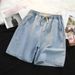 Men's Clothing Men's Denim Shorts Style Summer Loose Fit Washed Five Point Casual Elastic Waist Trendy Versatile_mkmklike.com