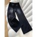 Women's Starry Sky Rhinestone Heavy Foil Jeans Black Gray Loose Fit Drawstring Curved Wide Leg Pants Spring 2026 New_mkmklike.com
