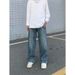Nordmann High Street Retro Jeans For Men, Loose Fit, Wide Leg, Floor-Length Pants, BF Hong Kong Style, Trendy Straight-Leg,_mkmklike.com