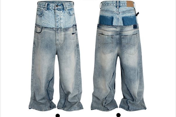 Men's Clothing Double Stitching Design Jeans For Men And Women Loose Versatile Couples Same Style Straight Trousers_mkmklike.com