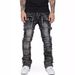 Men's Clothing Men's Denim Workwear Straight Pants Fashion Ins Hot Selling Elastic Patch Denim Layered Flared Men's Pants_mkmklike.com