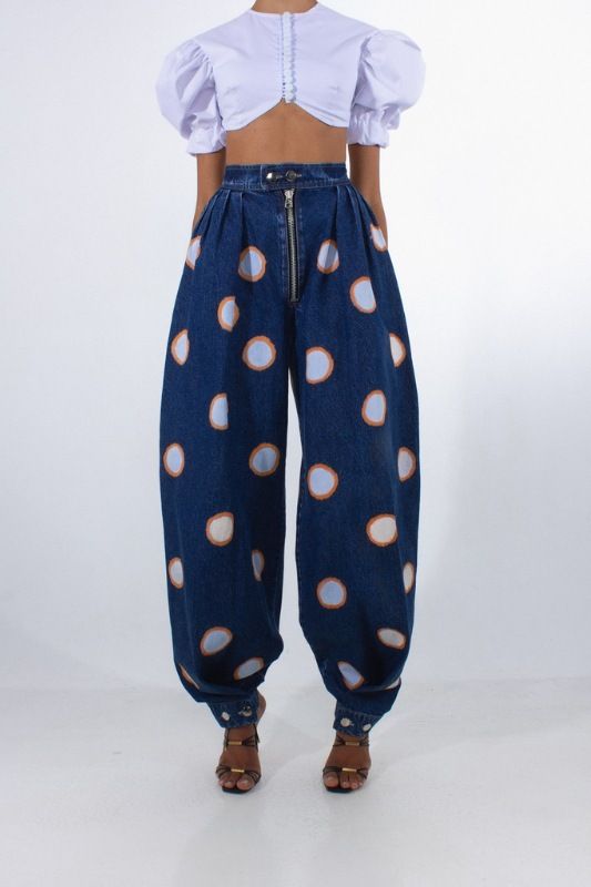 Women's Clothing High Waist Zipper Leg Jeans High-Waisted Zip-Ankle Flared Jeans – Vintage Denim Shorts With Retro Polka Dots & Stretch Comfort_mkmklike.com