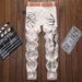 Men's Clothing Printed Jeans Korean Style Casual Slim Fit Elastic Men's Pants_mkmklike.com