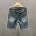 Denim Shorts, Men's New Summer High Street Distressed White Hole Slim Fit Capris, Korean Version Trend Versatile Small_mkmklike.com