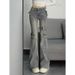 ELLE Narrow Bow Micro Flare Jeans For Women Spring 2025 New Vintage Hot Girl Slimming Tall Horse Hoof Pants_mkmklike.com